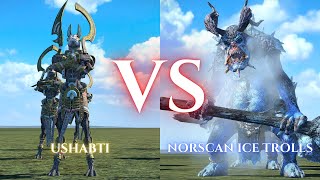 WARHAMMER III Total War  Ushabti VS Norscan Ice Trolls [upl. by Oninotna929]