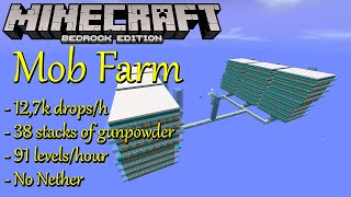 Mob Farm Bedrock Edition XP Drops 116 MCPE Windows 10 Xbox PS4 [upl. by Giuseppe]