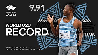 991 ‼️ Tebogo breaks his own world U20 record  World Athletics U20 Championships Cali 2022 [upl. by Franz]