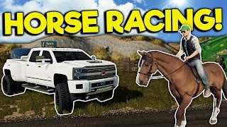 HORSE FARM amp RACING IN MULTIPLAYER  Farming Simulator 19 Gameplay  Chevy amp Map Mod [upl. by Parrie]