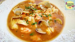 SOPA de Pescado y Marisco ¡DELICIOOOSA  Receta PASO a PASO [upl. by Kristan]