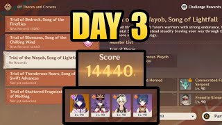 Of thorns and crowns day 3 Trial of the wayob song of lightfall  Genshin Impact [upl. by Relluf]