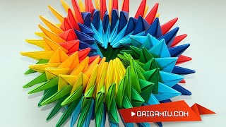 Super origami star  bright rotating star out of paper Origami Swirl Star Torus by Yuri Shumakov [upl. by Nelleus]