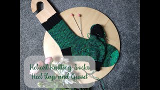 Heel Flap and Gusset in a Helical Sock [upl. by Llertnom171]