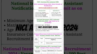 NICL ASSISTANT 2024 job niclniclupptrendingnewjobinsuranceinsurancejobsytshortsyoutubevidio [upl. by Vigor]