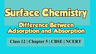 Difference Between Adsorption and Absorption  Surface Chemistry  Chapter 5  Class 12  Chemistry [upl. by Suitangi]