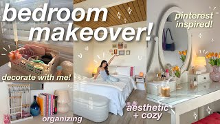 BEDROOM MAKEOVER ⭐️ aesthetic  cozy pinterest inspired decorating organizing etc 🪴 [upl. by Tasiana983]