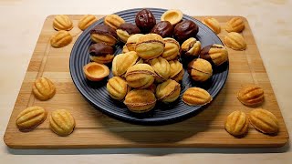 Walnut Cookies Recipe 🍪 with Chocolate and Peanut Butter Filling 🍫 Orzeszki 🥜 Cooking with Emet [upl. by Aihtela]