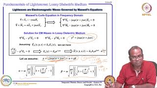 Fundamentals of Lightwaves EM Waves Wave Propagation in Lossy Dielectric Medium [upl. by Sands]