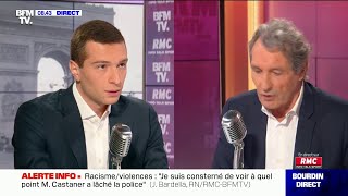 Castaner est quotA plat ventre devant des minorités qui hurlent leur haine de notre paysquot dit Bardella [upl. by Mackintosh]