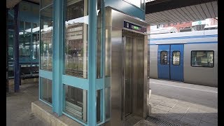 Sweden Stockholm Sundbyberg train station 2X SMW elevator  going to street level [upl. by Araiet623]