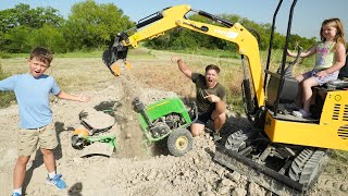 Digging for Hidden Treasures and Tractors  Tractors for kids [upl. by Alisun]