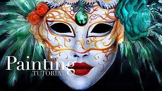 How to Paint a Venetian Carnival Mask  Acrylic Painting Tutorial [upl. by Nelav]