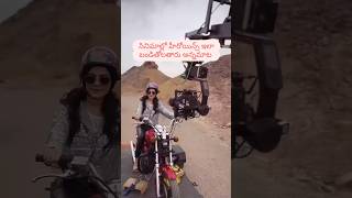 How heroines drive bike in movies reality movie shooting royalenfield bike movielovers viral [upl. by Norihs]