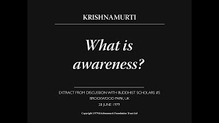 What is awareness  J Krishnamurti [upl. by Hserus624]