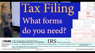 Tax forms documents needed to file your IRS 1040 tax return W2 1099 SSA Schedule C 1098 div [upl. by Ailito]