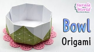 Origami  Bowl Dish How to make a Paper Bowl Tutorial [upl. by Coffin]