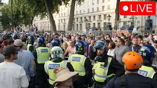 FLARES AND PROTESTS AT DOWNING STREET LONDON Live News GRS [upl. by Rafaello]