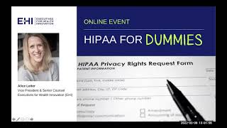 Webinar HIPAA for Dummies [upl. by Eiznik]