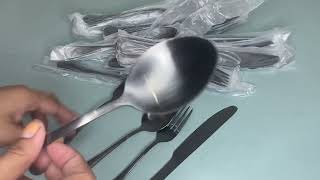 40 Piece Matte Black Silverware SetStainless Steel Flatware Cutlery Set Review [upl. by Tiersten926]