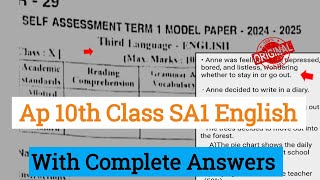 10th class English SA1 real question paper 2024 with answers💯ap 10th Sa1 English answer key 2024 [upl. by Nishi]