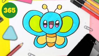 COMO DESENHAR BORBOLETA KAWAII PASSO A PASSO [upl. by Valencia536]