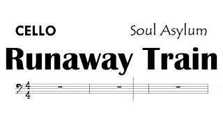 Runaway Train Cello Sheet Music Backing Track Partitura Soul Asylum [upl. by Amandie3]