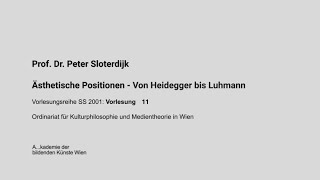 Ästhetische Positionen  Von Heidegger bis Luhmann V11 Peter Sloterdijk Wien 2001 [upl. by Enyawud562]