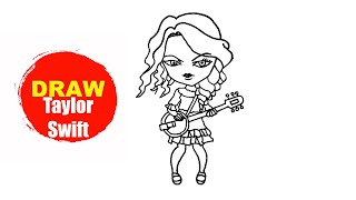 How To Draw Taylor Swift  Taylor Swift Drawing Tutorial [upl. by Idrahs]