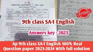 ap 9th class sa1 english 💯real question paper 202324sa1 9th english question paper and answer 2023 [upl. by Ayouqat]