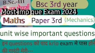 Bsc 3rd Maths Mechanics Important questions 2024 ।। Bsc final year maths important questions।maths [upl. by Olinad506]