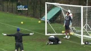 SKILLS Joe Hart Overhead Kick Goal  Inside Training at Manchester City FC [upl. by Yrram]