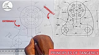 TANGENTS OF CIRCLES ARCS CURVES AND LINES IN TANGENCY INTERNALLY AND EXTERNALLY [upl. by Lamar]