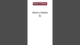 How to insert a citation in MS Word [upl. by Padgett]