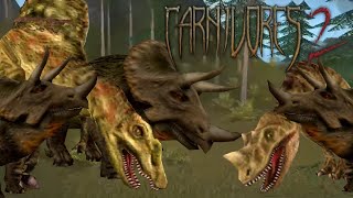 Carnivores 2  Triceratops Spinosaurus Ceratosaurus Kill All [upl. by Yedorb]