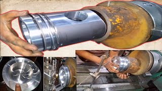 How to turn piston piston valve Pocket Turning  Engine parts [upl. by Mckale]