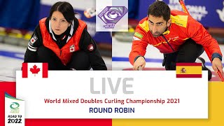 Canada v Spain  Round robin  World Mixed Doubles Curling Championship 2021 [upl. by Ennahs]