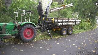 2 Brennholz fahren mit Rückewagen Deutz D3005 mit Källefall FB5042L [upl. by Lenora]