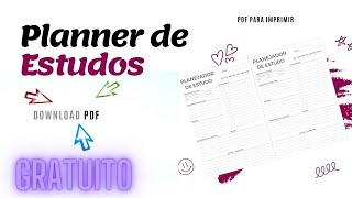 Planner de Estudos para Imprimir PDF grátis [upl. by Airottiv]