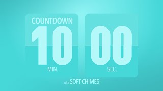 10 Min【600 Sec】Countdown Flip Clock Timer  Soft Chime 😺🙀😻 [upl. by Atirehgram767]