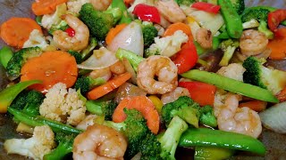 SHRIMP AND VEGETABLES STIR FRYRESTAURANT STYLE STIR FRY RECIPE [upl. by Ytsirt]