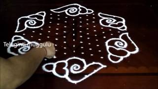 Shanqu kolam designs with 158 middle  chukkala muggulu with dots rangoli design [upl. by Cathie]