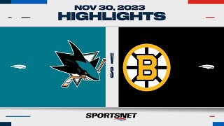 NHL Highlights  Sharks vs Bruins  November 30 2023 [upl. by Gilroy449]