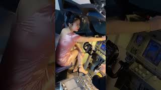 Inside the airplane cabin  flying an airplane  female pilot [upl. by Ledah301]