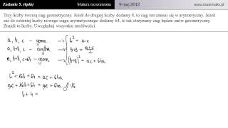 Matura rozszerzona z matematyki  9 maja 2012  zadanie 5 [upl. by Ecnar]