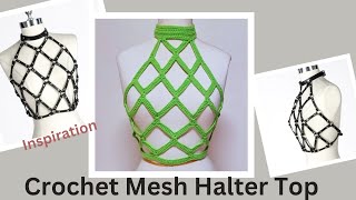 Crochet Mesh Halter Top  Tutorial [upl. by Edak]