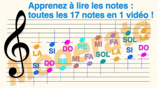 Do Ré…Si  Clé de Sol vitesse MODERATO  Apprendre à lire toutes les 17 Notes avec 1 seule vidéo [upl. by Eryn]