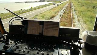 Train cockpit in Lemvigbanen Ytog Ytrain Yzug Ytåg Ym 14 filmed from Thyborøn to Harboøre [upl. by Nahsed]