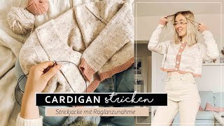 Strickjacke mit Raglanzunahme stricken  Strickanleitung Cardigan [upl. by Teplica]