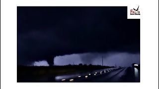 Powerful Nighttime Tornadoes Near Waurika OK 1132024 [upl. by Ylloh]